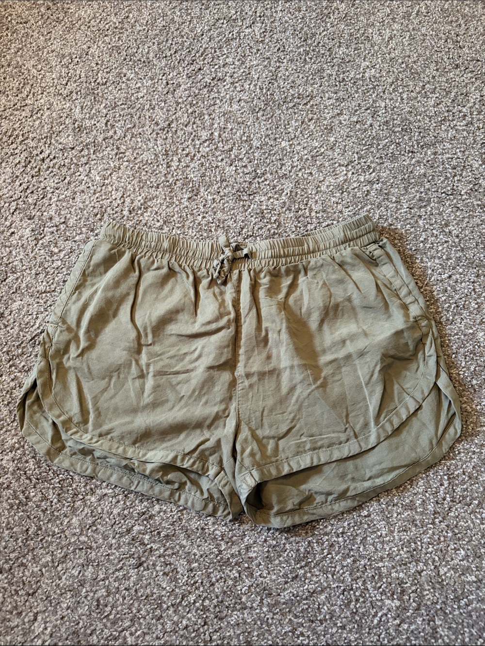 Love Tree Olive Drawstring Relaxed Shorts